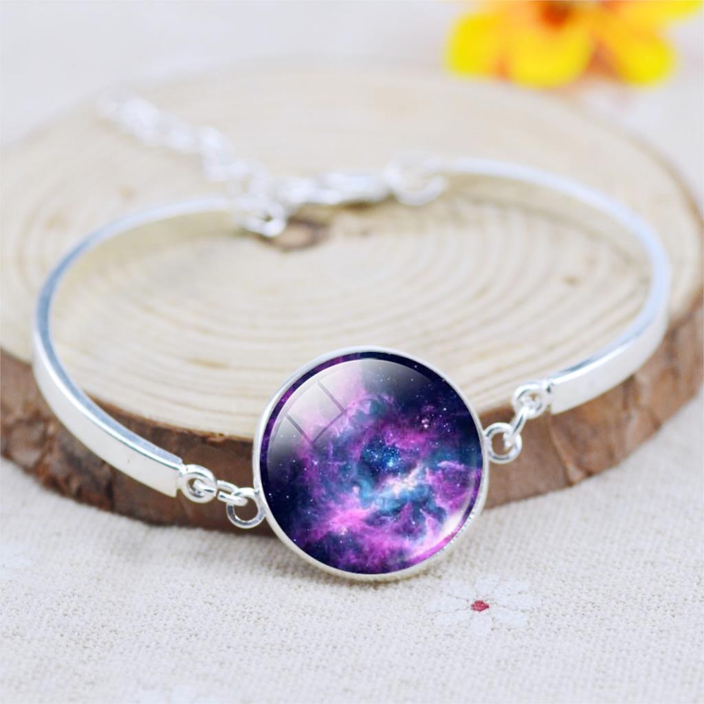 Vintage Silver Color Jewelry Fashion Moon Chain Bangles Newest Glass Cabochon Fine Jewelry for Women 2020