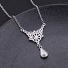 LIKGREAT Celtics Knot Wicca Triquetra Pendant Necklace Pearl Crystal Rhinestone Chain Choker Necklaces for Women Vintage Jewelry