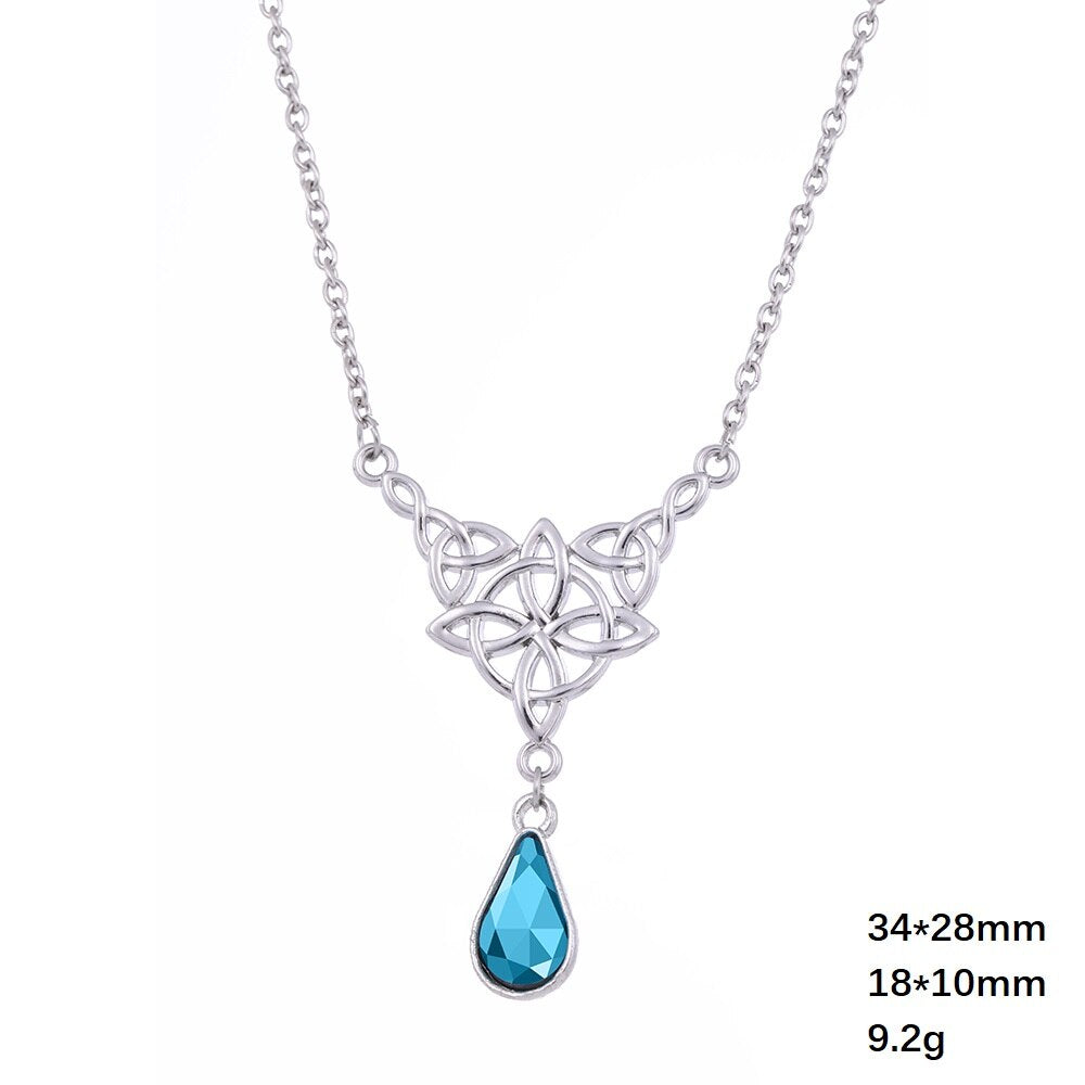 LIKGREAT Celtics Knot Wicca Triquetra Pendant Necklace Pearl Crystal Rhinestone Chain Choker Necklaces for Women Vintage Jewelry