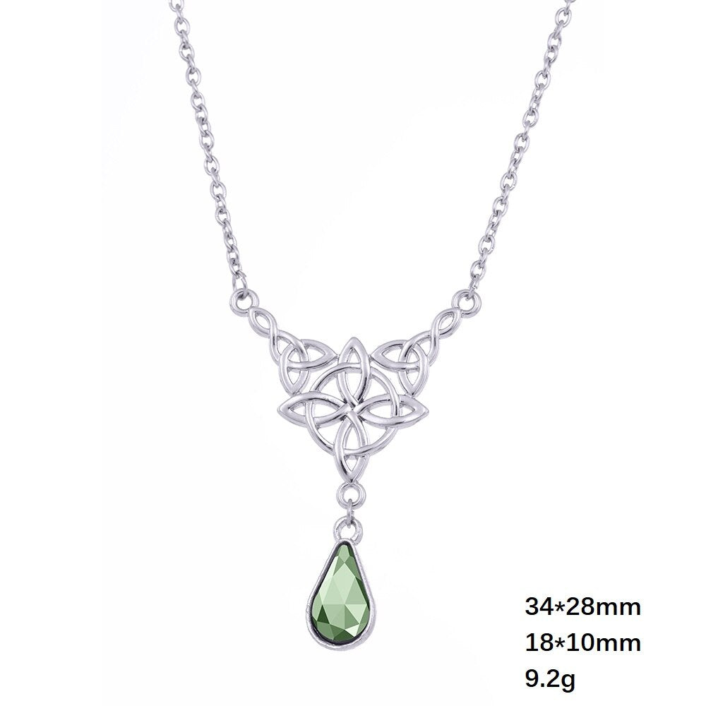 LIKGREAT Celtics Knot Wicca Triquetra Pendant Necklace Pearl Crystal Rhinestone Chain Choker Necklaces for Women Vintage Jewelry