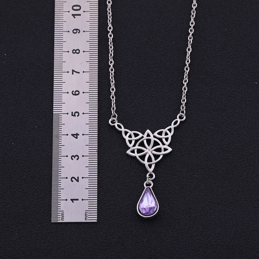 LIKGREAT Celtics Knot Wicca Triquetra Pendant Necklace Pearl Crystal Rhinestone Chain Choker Necklaces for Women Vintage Jewelry
