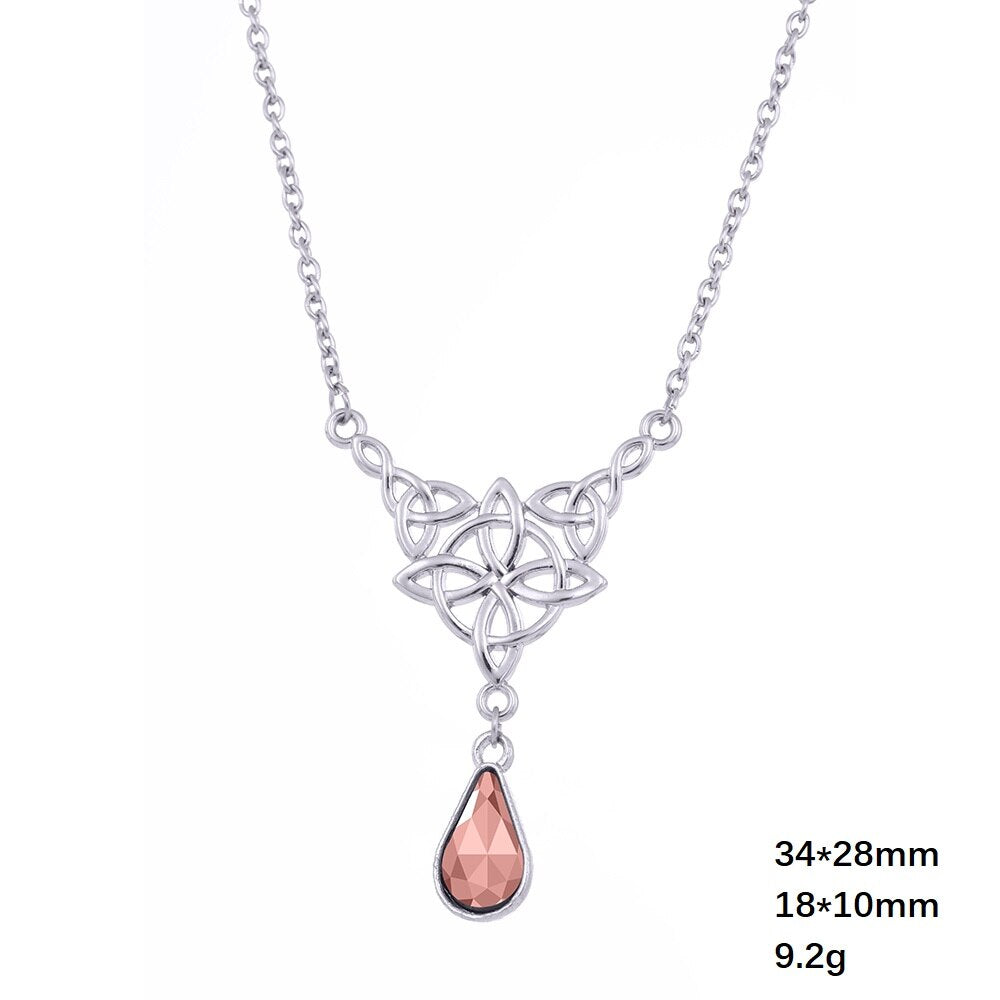 LIKGREAT Celtics Knot Wicca Triquetra Pendant Necklace Pearl Crystal Rhinestone Chain Choker Necklaces for Women Vintage Jewelry
