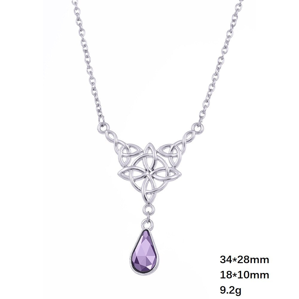LIKGREAT Celtics Knot Wicca Triquetra Pendant Necklace Pearl Crystal Rhinestone Chain Choker Necklaces for Women Vintage Jewelry