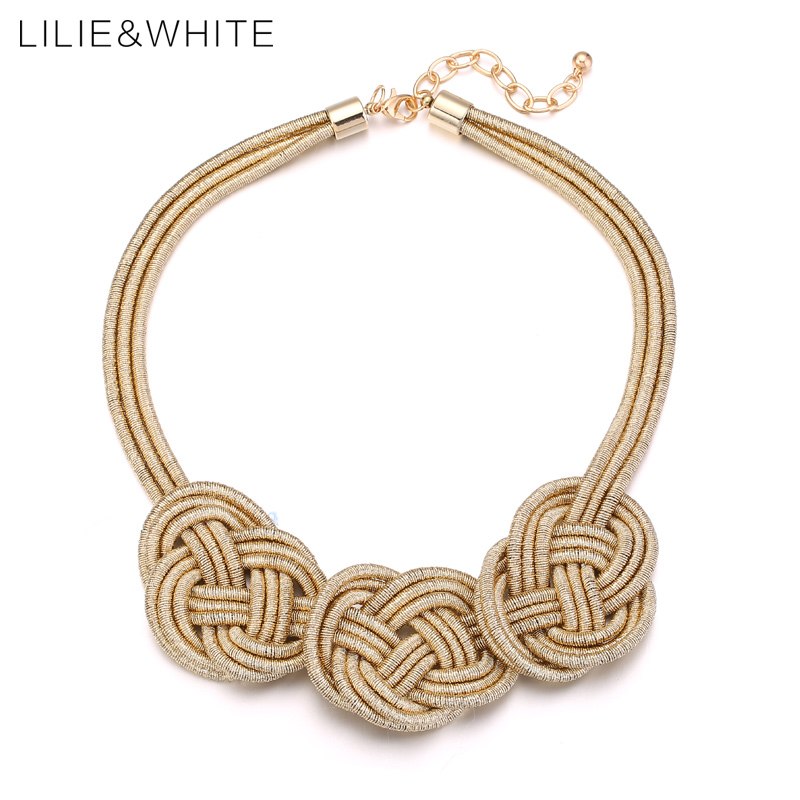 LILIE&WHITE Auspicious Clouds Knot Collar Bib Statement Necklace For Girls Ethnic Style Rope Necklace For Women Jewelry HL