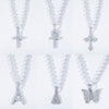 LINGXIA Pearl Necklace Inlay Zircon Butterfly Cross 26 Letters Pendant 6mm-8mm Pearl Chain Glamour Jewelry Gift to Girlfriend