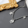 LIVVY  Silver Color  Smiling Face Necklace for Women Luck Star  Party Handmade Jewelry Accessories
