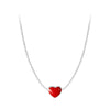 LIVVY Silver Color Korean Cute Red Heart Pendant Necklace Trendy Simple Elegant Party Jewelry for Women