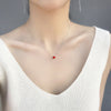 LIVVY Silver Color Korean Cute Red Heart Pendant Necklace Trendy Simple Elegant Party Jewelry for Women