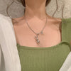 LIVVY Thai Silver Color Cute Rabbit Pendant Necklace for Women Couple  Animal Sweater Chain Party Jewelry