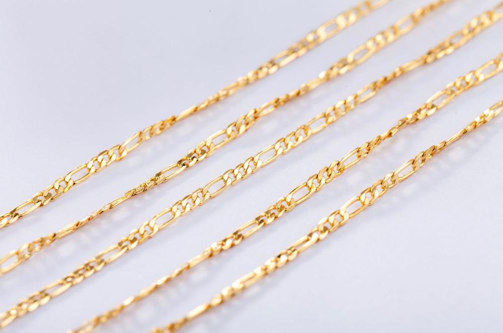 LJ&OMR Latest 18KGP Figaro Chains 2MM 16 18 20 22 24 26 28 30 Men Women Jewelry Accessories Gold Chain for Charms Pendants