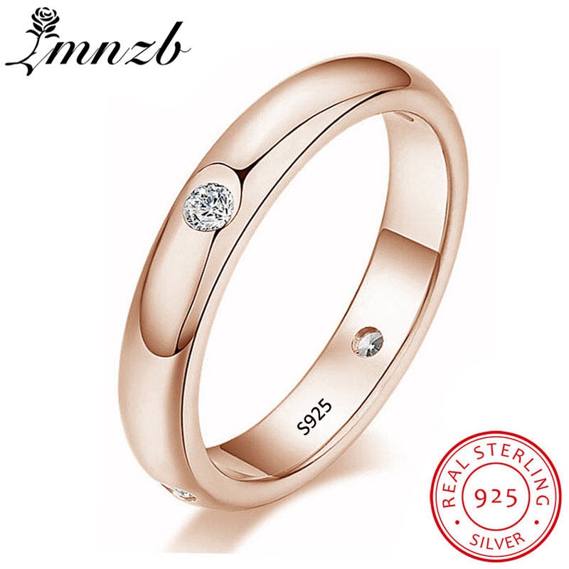 Never Fade 4 MM Thin 925 Sterling Silver Three Color Couple Ring Simple Fashion Gold Finger Ring For Women Jewelry LR94603