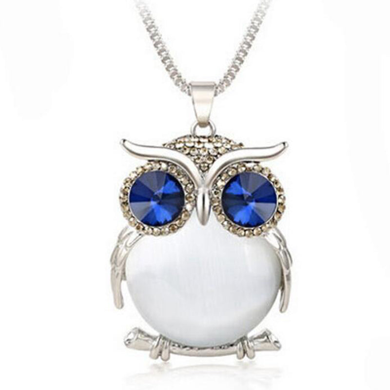 Women Sweater Chain Necklace Owl Design Rhinestones Crystal Pendant Necklaces Jewelry Clothing Accessories Drop Shipping