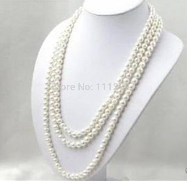 LONG 80 INCHES 7-8MM WHITE AKOYA CULTURED PEARL NECKLACE beads Hand Made jewelry making Natural Stone YE2077 Wholesale Price