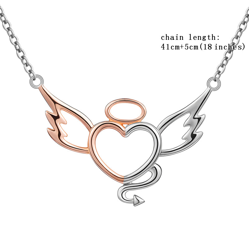 New arrival sterling silver 925 diy design angel&devil chain pendant necklace diy fine jewelry making for women gift