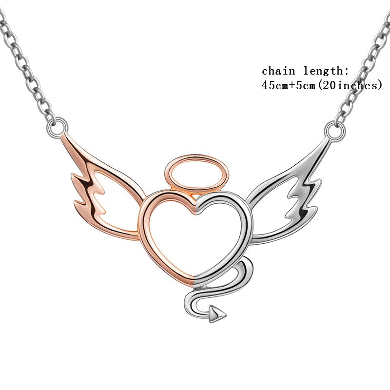 New arrival sterling silver 925 diy design angel&devil chain pendant necklace diy fine jewelry making for women gift