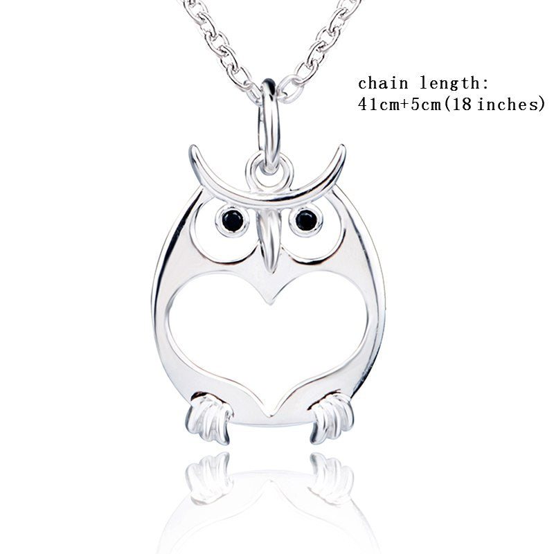 sterling silver 925 cute animal owl pendant chain necklace diy European fine jewelry making for women gifts