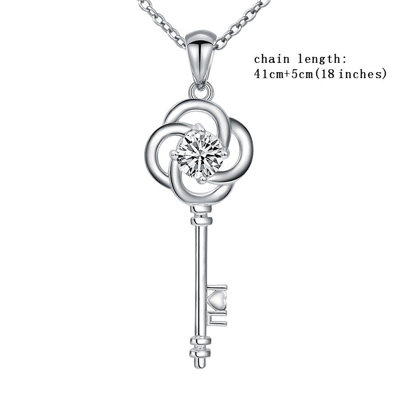 sterling silver 925 diy handmade key pendant chain necklace European DIY fine jewelry women necklace making gifts