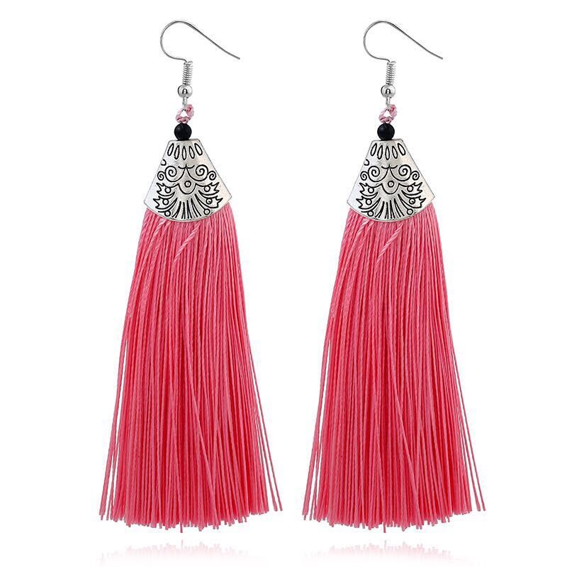 Ethnic Fringe Tassel Long Earring Beads Statement Brinco Dangle Drop Earrings For Women Fashion Jewelry bijoux femme