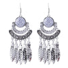 Fashion Bohemian Drop Long Tassel Earrings For Women Blue Stone Boho Jewelry Antique Silver Vintage Earrings bijoux