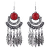 Fashion Bohemian Drop Long Tassel Earrings For Women Blue Stone Boho Jewelry Antique Silver Vintage Earrings bijoux