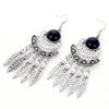 Fashion Bohemian Drop Long Tassel Earrings For Women Blue Stone Boho Jewelry Antique Silver Vintage Earrings bijoux