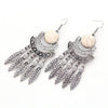 Fashion Bohemian Drop Long Tassel Earrings For Women Blue Stone Boho Jewelry Antique Silver Vintage Earrings bijoux