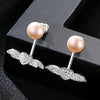 LOVE Earrings Jewelry 100% 925 Silver Earrings Natural Pearl AAA Zircon Crystal Heart 3 Earrings Love Gift