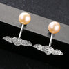 LOVE Earrings Jewelry 100% 925 Silver Earrings Natural Pearl AAA Zircon Crystal Heart 3 Earrings Love Gift