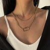 LOVOACC Exaggerated Handmade Double Layers Hollow Paperclip Necklaces for Women Chunky Hollow Link Chain Chokers Necklace Gifts