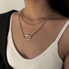 LOVOACC Exaggerated Handmade Double Layers Hollow Paperclip Necklaces for Women Chunky Hollow Link Chain Chokers Necklace Gifts