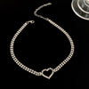 LOVOACC Korea Sweet Bling Rhinestone Chokers Necklaces for Women Hollow Love Heart Pendant Necklace Minimalist Party Accessories