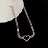 LOVOACC Korea Sweet Bling Rhinestone Chokers Necklaces for Women Hollow Love Heart Pendant Necklace Minimalist Party Accessories