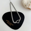 LOVOACC Korea Sweet Bling Rhinestone Chokers Necklaces for Women Hollow Love Heart Pendant Necklace Minimalist Party Accessories