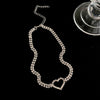 LOVOACC Korea Sweet Bling Rhinestone Chokers Necklaces for Women Hollow Love Heart Pendant Necklace Minimalist Party Accessories