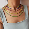 LOVOACC Minimalist Multicolor Painting Brass Box Chains Necklaces for Women Rainbow Link Chain Stacked Necklace Beach Jewelry