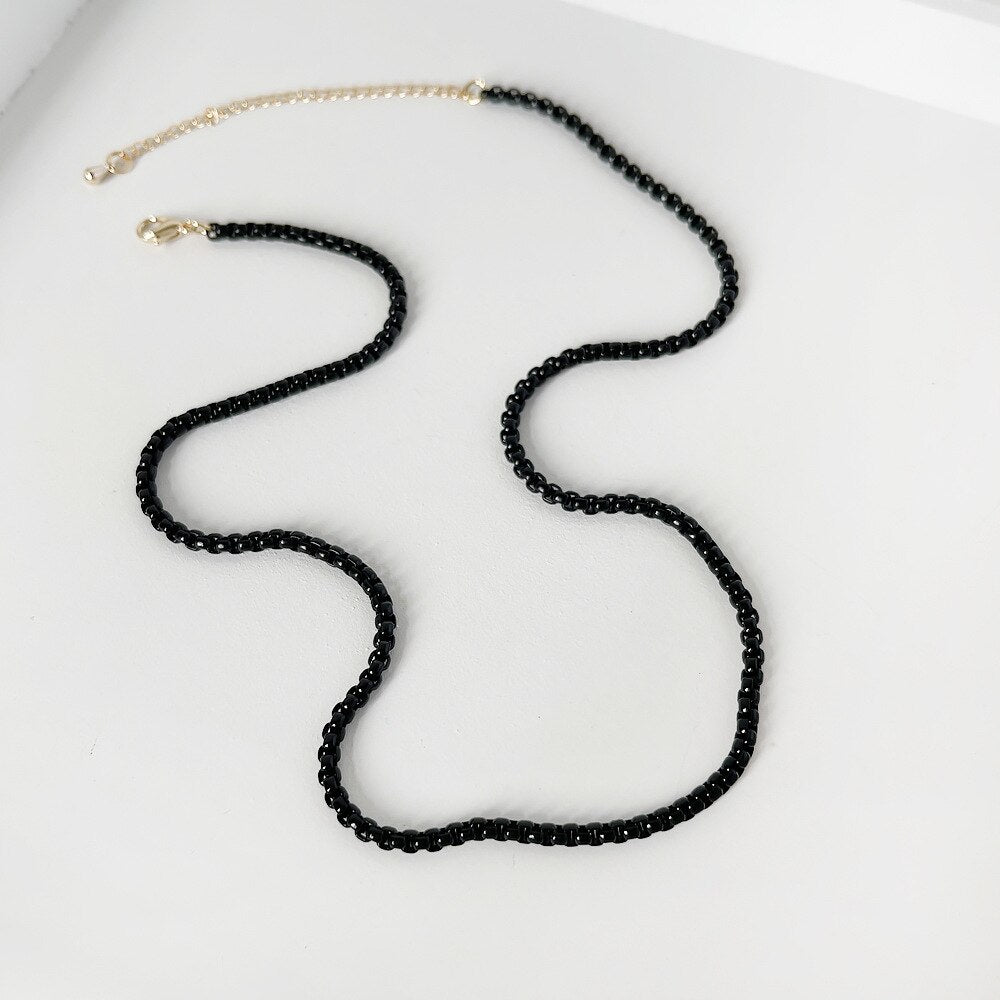 LOVOACC Minimalist Multicolor Painting Brass Box Chains Necklaces for Women Rainbow Link Chain Stacked Necklace Beach Jewelry