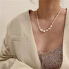 LOVOACC Vintage Irregular Baroque Pearl Necklace for Women Lady Small Golden Beaded Chain Chokers Necklaces Dainty Accessories