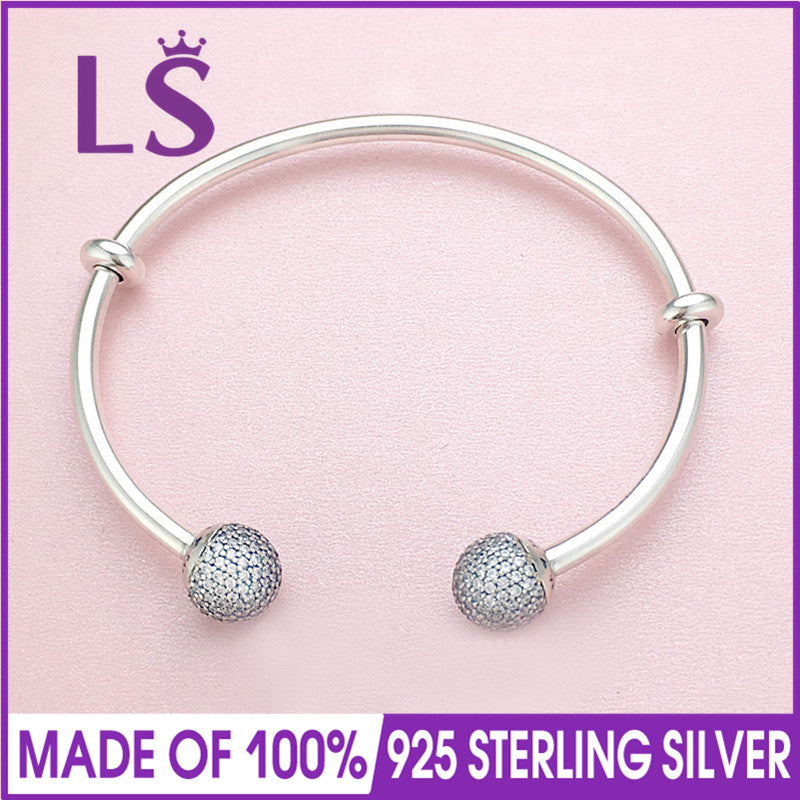 LS Real 100% 925 Sterling-Silver 2020 New Arrival Open Bangle Bracelet Fit Original Beads Charm Women Fine Jewelry W