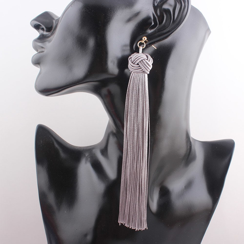 Fringed Pompom Statement Earrings Women Ear Drop Dangle Earrings Bohemia Jewelry Long Tassel Chandelier Earrings