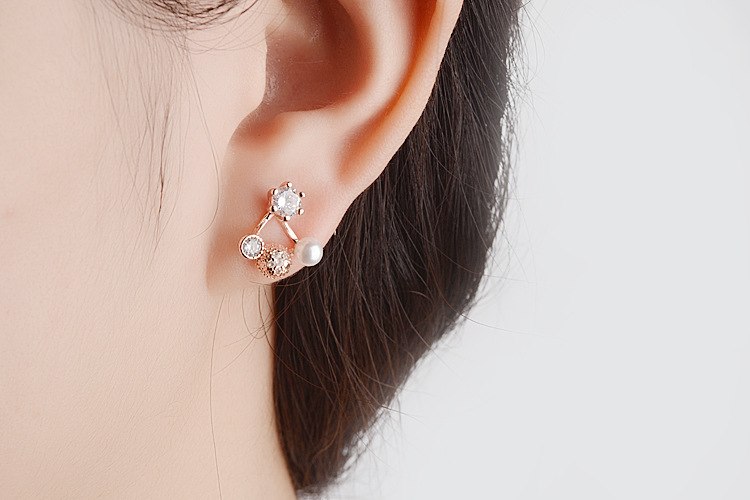Charm Pearl Rose Gold Female Stud Earrings For Women Jewelry Top Quality Silver 925 Earrings For Girl Party Accessories