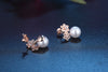 Charm Rose Gold Crystal Flower Female Stud Earrings Jewelry Fashion Girl 925 Sterling Silver Earrings For Women Bijou Hot
