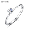 Predestined Classic 4 Claw Engagement Sterling Silver Ring 4mm Clear Bright Cubic Zirconia S925 Women Silver Jewelry