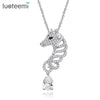 LUOTEEMI  Antique Cute Animal Horse Link Chain Pendant Necklace For Women  Bling White Gold-Color Jewelry 2016