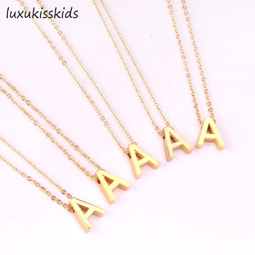 Capital Initial Letter Necklace For Women Silver/Gold Color Alphabet Pendant & Chain Name Jewelry Gift for Her