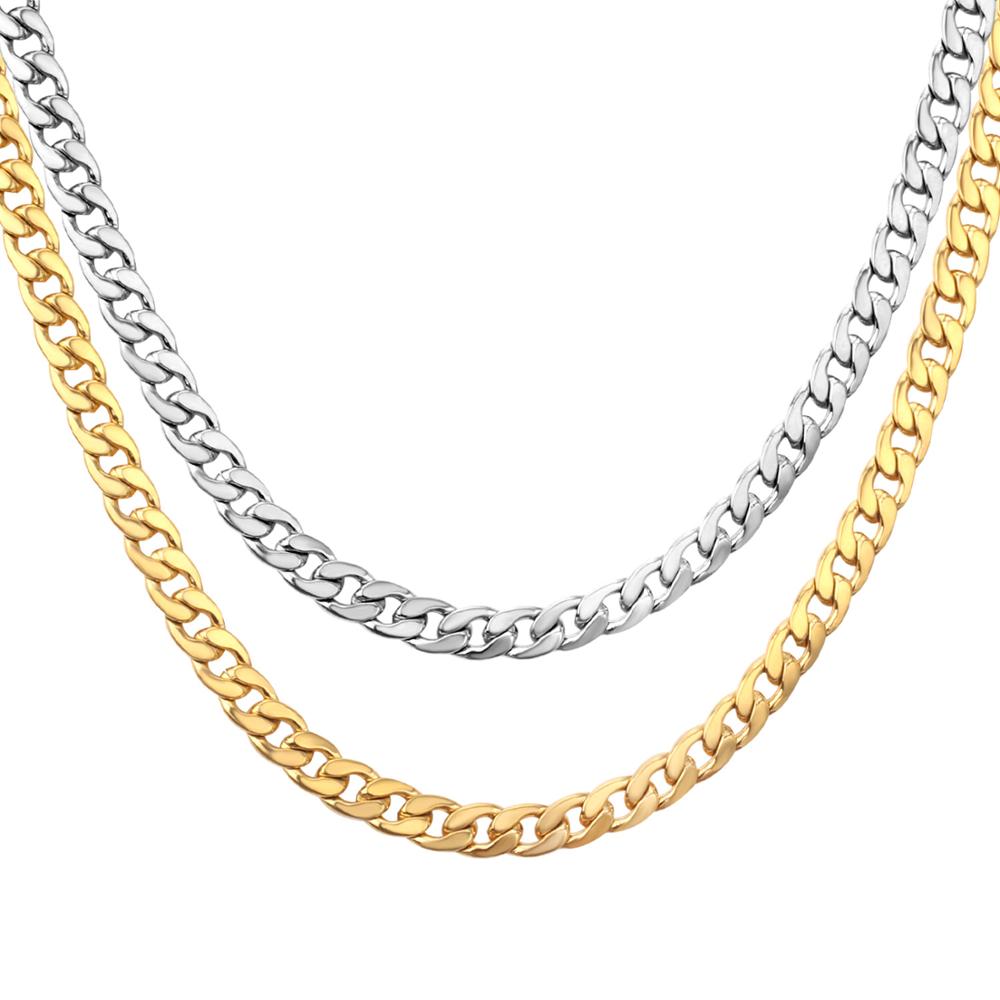 LUXUKISSKIDS Gold Chain Necklace For Men Women 5mm/7mm Stainless Steel Necklaces Set Long Chain Jewelry Making Parts