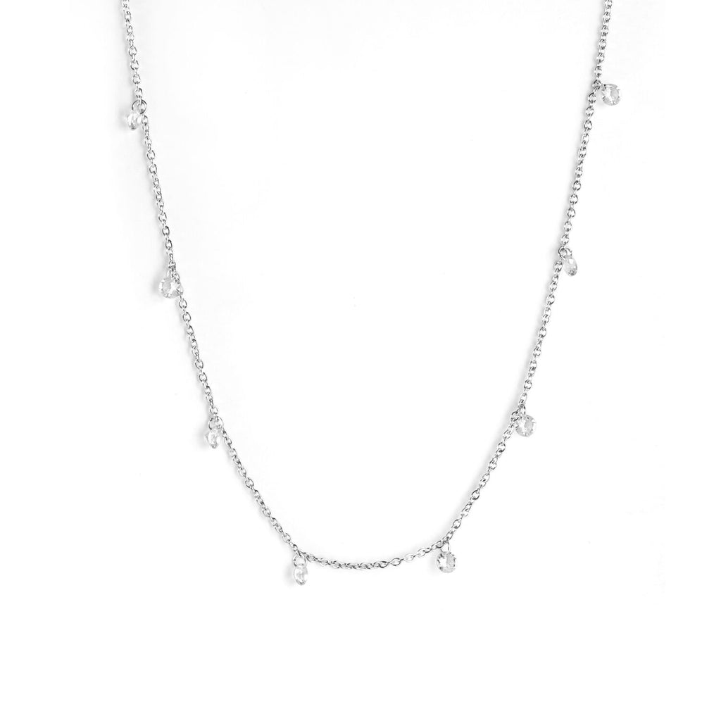 LUXUKISSKIDS Round Zircon Pendants Necklaces Gold Color Stainless Steel Long 57cm+5cm Link Chains Necklaces Costume Accessories