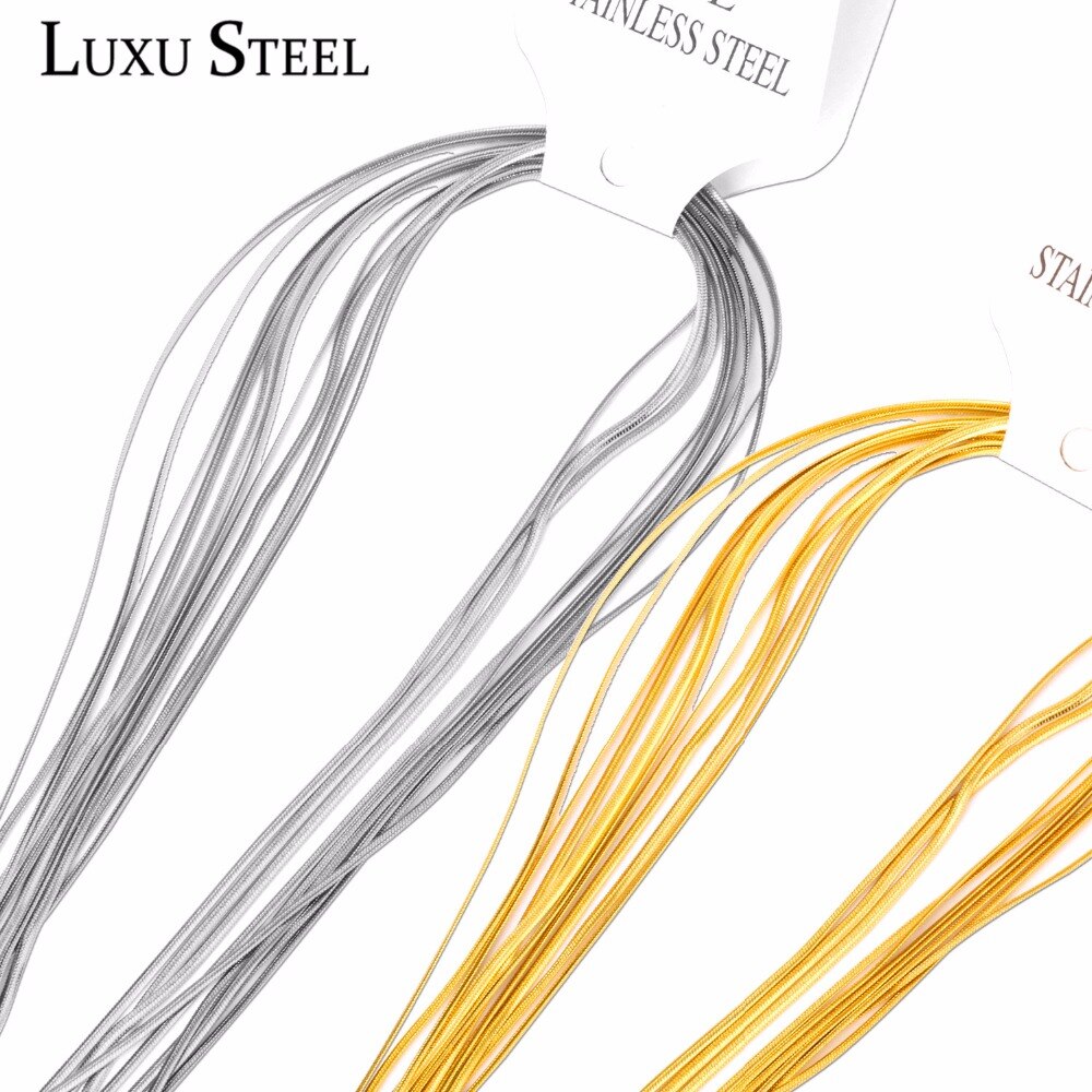 LUXUSTEEL 10pcs/lot Necklace Chain 2mm 45cm/50cm/55cm/60cm Stainless Steel Tabular Snake Chains Jewelry Collars Party Unisex