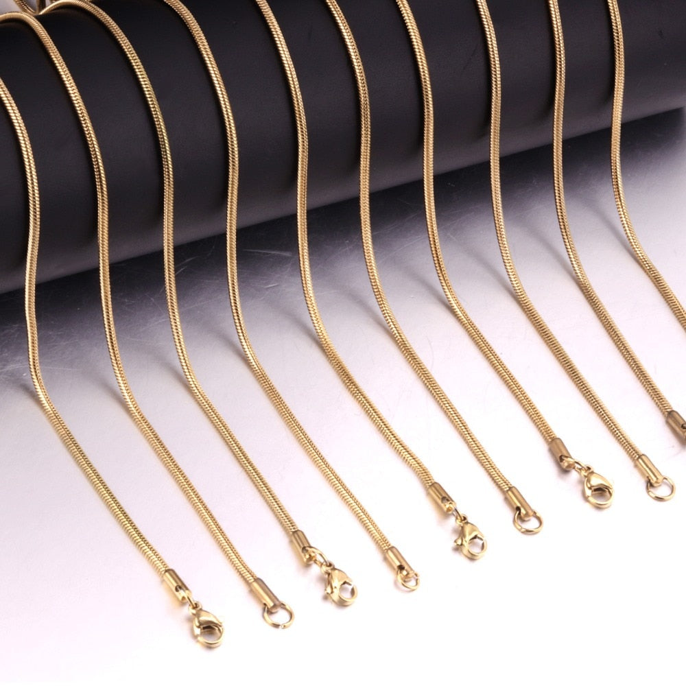 1pcs Sell Chains Necklaces Gold/Silver Width 2mm Length 45/50/55/60cm Stainless Steel Necklaces For Pendants Women/Men