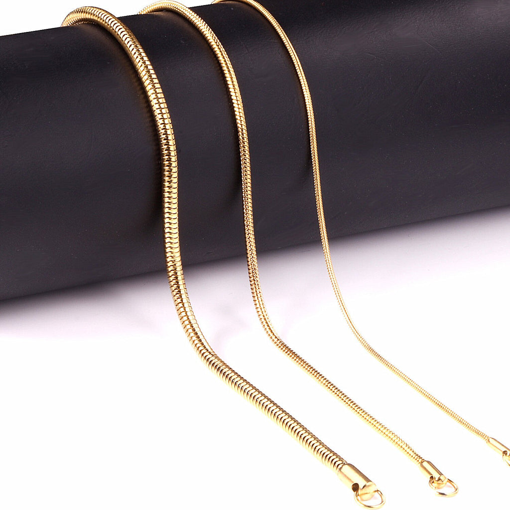 LUXUSTEEL Chains Necklace For Women Men High Polished No Fade Stainless Steel Gold Silver Color Snake Twist Long Necklace Collar