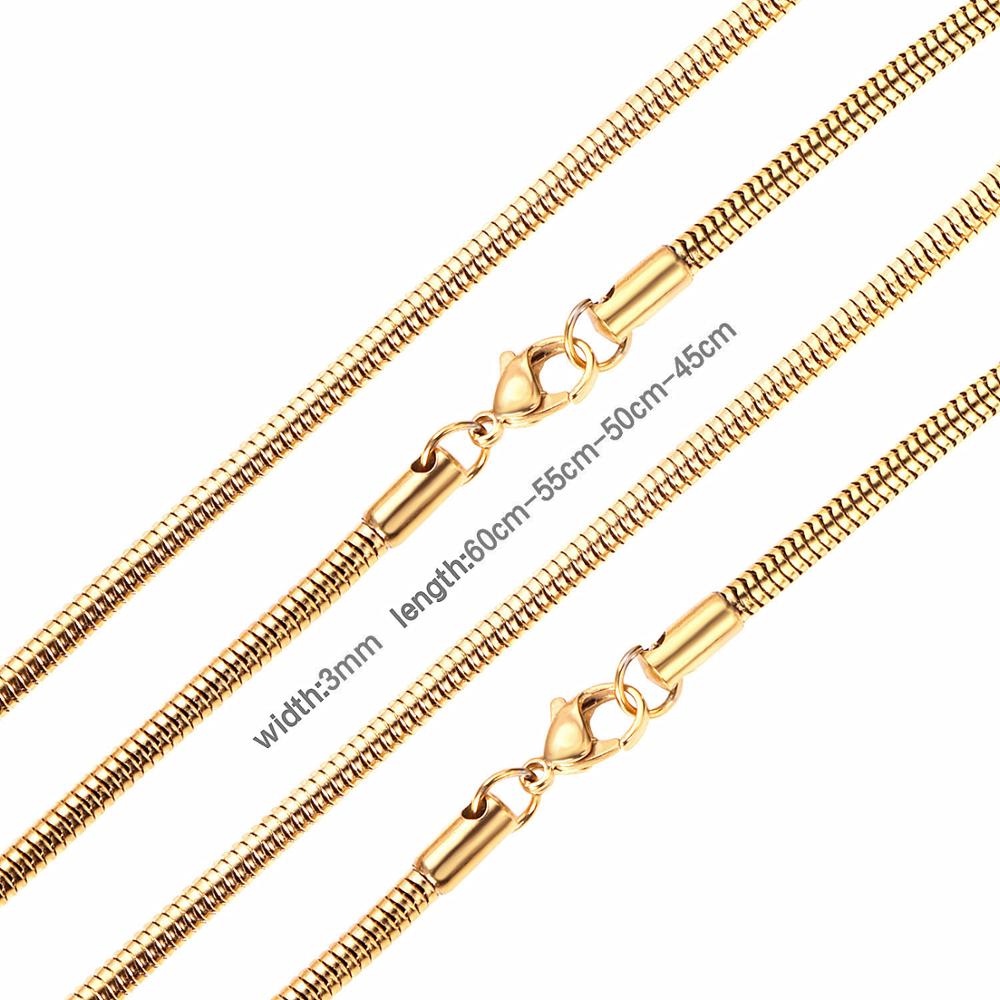 LUXUSTEEL Chains Necklace For Women Men High Polished No Fade Stainless Steel Gold Silver Color Snake Twist Long Necklace Collar